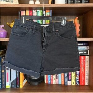 Madewell Distressed Black Denim High Rise Shorts